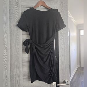 Elegant Black Mini Dress with Side Tie